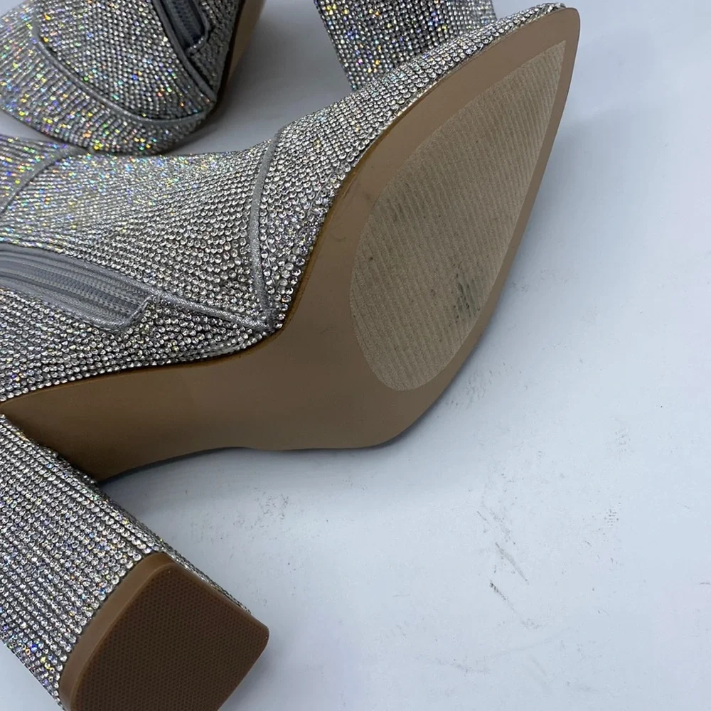 Madden Girl‎  Pointed Toe Block Heel Rhinestone Embellished Ankle Boot
